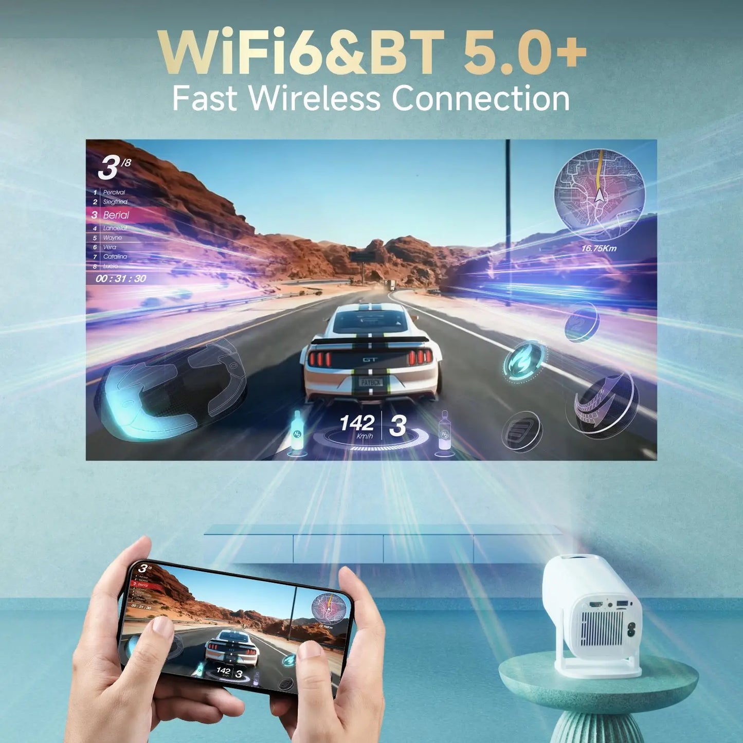 P30 PRO Mini Projector â Android 14, WiFi 6, 180 ANSI Lumens Home Cinema