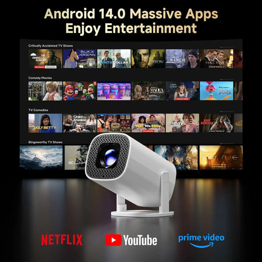 P30 PRO Mini Projector — Android 14, WiFi 6, 180 ANSI Lumens Home Cinema