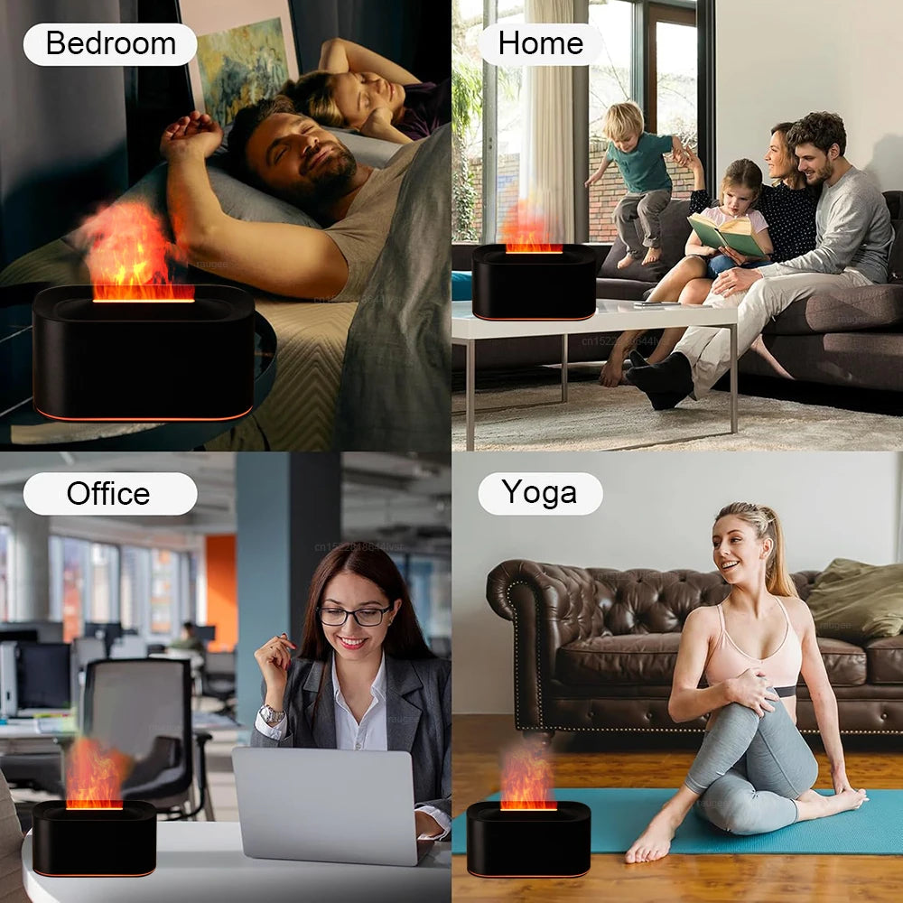 Flame Effect Aroma Diffuser — 3D Fire Humidifier & Essential Oil Diffuser